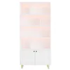 A white bookshelf with LED lighting and a storage cabinet at the bottom, shown against a white background. Produktbild-Vorschau