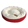 Katzenbett rund 55cm rot weiß Plüsch Hundebett Katzenkissen Produktbild-Vorschau 3
