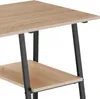 Close-up view of a wooden desk with black metal legs. Náhled obrázku produktu