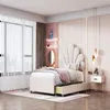 Letto per bambini 90x200 cm, imbottito con testiera a forma Anteprima dell’immagine prodotto 7