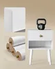 A collage of images showing components and an assembled bedside table. Produktbild-Vorschau