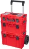 A red rolling toolbox with a retractable handle and wheels, shown against a white background. Náhled obrázku produktu
