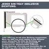 An image showing a SIM card tray with a gasket and instructions on how to install it. Produktbild-Vorschau