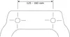 A diagram showing the adjustable distance between two mounting points. Produktbild-Vorschau