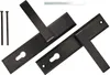 A set of black door handles with mounting hardware on a white background. Produktbild-Vorschau