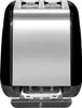 A front view of a black and silver two-slice toaster, with the crumb tray extended. Voir les images du produit
