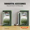 Two grow tents are shown side-by-side, one with a ventilation system connected. The image highlights thoughtful accessories for a cost-effective setup. Podgląd zdjęcia produktu
