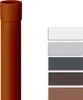 A brown downspout pipe is shown on the left side of the image, with a series of color swatches on the right. Produktbild-Vorschau