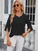ASKSA Chemise femme manches 3/4 plissées col rond Voir les images du produit 2
