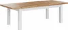 A white and wood dining table on a white background. Produktbild-Vorschau