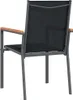 A single black garden chair with a gray metal frame and wooden armrests, shown from the back. Anteprima dell’immagine prodotto