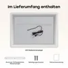 An image showing the contents of a package for an LED bathroom mirror, including the mirror itself, a mounting bracket, screws, and instructions. Anteprima dell’immagine prodotto