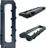 Three views of a black plastic vacuum cleaner part against a white background. Produktbild-Vorschau