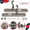 A set of door handles and related hardware displayed on a blueprint-like background. Produktbild-Vorschau