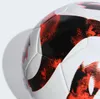 A close-up shot of a soccer ball with a white, black, and red design. Produktbild-Vorschau