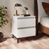 A white nightstand with two drawers next to a bed. Produktbild-Vorschau
