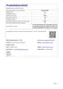 A product data sheet with technical specifications and contact information. Produktbild-Vorschau