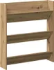 A three-shelf wooden shoe rack against a white background. Produktbild-Vorschau