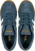 A top-down view of a pair of blue Gola sneakers with white stripes and brown soles. Anteprima dell’immagine prodotto