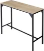 A long, narrow table with a wood-effect top and black metal legs, photographed against a white background. Náhled obrázku produktu
