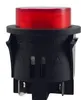 A red illuminated push button switch on a black base. Náhľad obrázku produktu