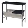 A product shot of a side table with a fabric magazine holder. Produktbild-Vorschau