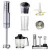 A collection of hand blender accessories and the main unit, displayed against a white background. Voir les images du produit