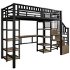 Hochbett 90x200 cm Metallbett mit Schreibtisch & LED Produktbild-Vorschau 13
