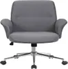 A gray office chair with a chrome base and wheels, shown from the front. Produktbild-Vorschau