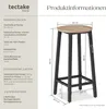 A diagram showing the dimensions of a bar stool, with accompanying text detailing product specifications and delivery information. Náhled obrázku produktu
