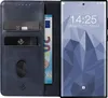 A blue leather flip case for a smartphone, with cards and a banknote inserted. Produktbild-Vorschau