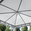 The image shows the underside of a gazebo roof, with the frame and fabric visible. Trees and sky are visible in the background. Produktbild-Vorschau