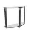 A half-round console table with a marble-patterned top and black metal legs, presented against a white background. Podgląd zdjęcia produktu