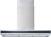 A stainless steel range hood shown from the front against a white background. Produktbild-Vorschau
