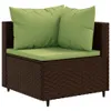 vidaXL 6-tlg. Garten-Lounge-Set mit Kissen Braun Poly Produktbild-Vorschau 3