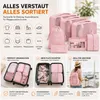 Set van 8 kofferorganizers in roze, inclusief cosmetics tas Productafbeelding-voorbeeld 5