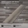A single vinyl flooring plank is shown diagonally across a background of similar planks, with text overlays providing product dimensions and quantity information. Podgląd zdjęcia produktu