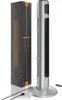 A silver tower fan and its packaging are shown against a white background. Náhled obrázku produktu