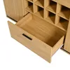 A close-up view of an open wooden drawer with a black handle, part of a larger wooden cabinet with multiple compartments. Anteprima dell’immagine prodotto