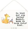 Mr. & Mrs. Panda Schild Autor Herz DIN A6 - Weiß - Produktbild-Vorschau 1