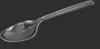 A single clear plastic spoon is shown against a black background. Produktbild-Vorschau