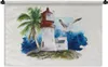 MuchoWow® Wandteppich Wandbehang Leuchtturm - Palme - Vogel Produktbild-Vorschau 1