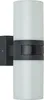 A modern outdoor wall light with a cylindrical frosted glass shade and a dark gray metal base. Produktbild-Vorschau