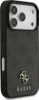 A black phone case with a repeating Guess logo pattern and a silver Guess logo emblem. Anteprima dell’immagine prodotto