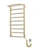 A gold-colored electric towel warmer with a coiled power cord and plug. Podgląd zdjęcia produktu