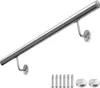 A stainless steel handrail with two mounting brackets and screws on a white background. Náhled obrázku produktu
