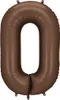 Fóliový balón Číslo "0" - 86 cm, mocca, hnedý, satén Náhľad obrázku produktu 1