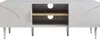 A front view of a beige TV stand with two doors and an open central compartment with a shelf. Voir les images du produit