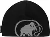 A black beanie with a gray mammoth logo and brand name. Produktbild-Vorschau