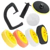 A collection of car polishing accessories, including handles, pads, and a backing plate, arranged on a white background. Voir les images du produit
